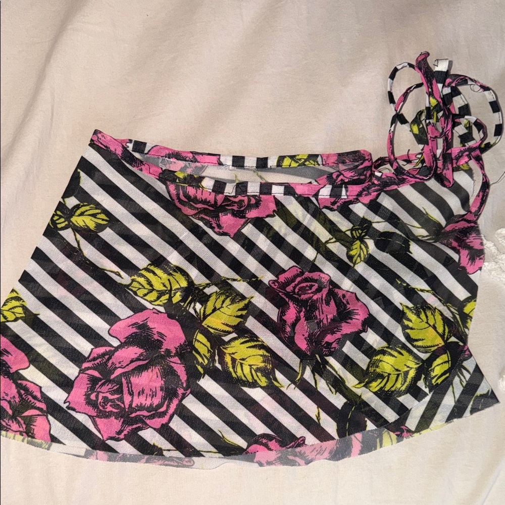 betsy Johnson Floral Striped ballet skirt/swimsuit wrap